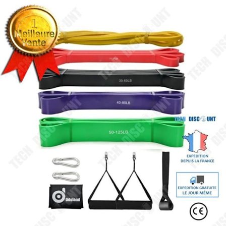 Motståndsband - TD - 9 i 1 - Multifärgad Gummiband - 5 Nivåer av Styrka - Blandad