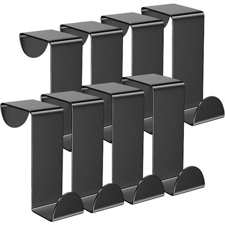 8 stk. Knagerække til dør - Krog Stål Rustfrit Køkkenskab / Kroge Hængende Håndklæde Til Stativ, Skuffe, Garderobe Til Badeværelse Soveværelse Sort_yu