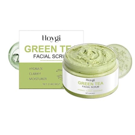 Hoygi Grön Te Ansiktsskrubb Rengör Porer, Återfuktar Och Fuktgör, Exfolierar Skonsamt Och Ger Näring Till Huden