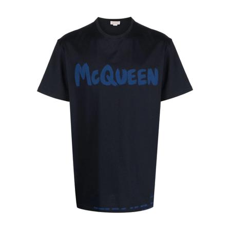 Alexander McQueen, T-Shirts Blauw, Heren, Maat:XL