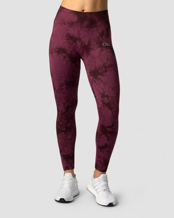 Define Seamless Tie Dye Tights Burgundy