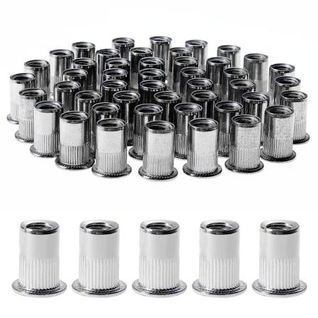 100 STK Naglemuttere i rustfritt stål, M8, flatt gjenget naglemutterhette for tremøbelinnsatssett (14mm*18mm)