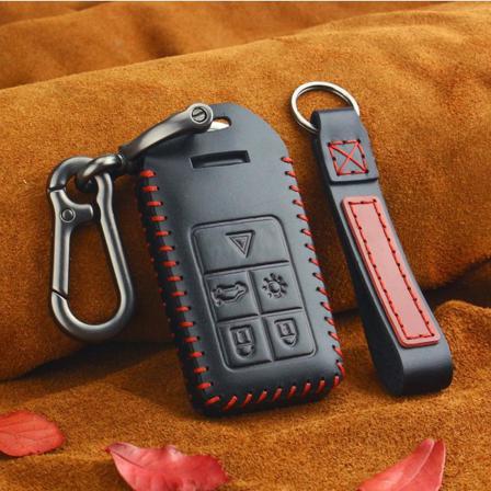 Volvo Nyckelväska I Äkta Läder Med Karbinhake Black Black 5 Button