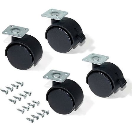 Sæt med 4 drejelige hjul 50 mm med monteringsplade/kugleleje Sort [DB]
