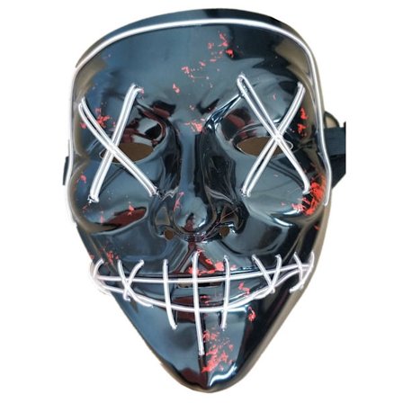 Halloween Skräckmask Cosplay Led Costume Mask Light Up Halloween festlig fest (Glödande isblå)
