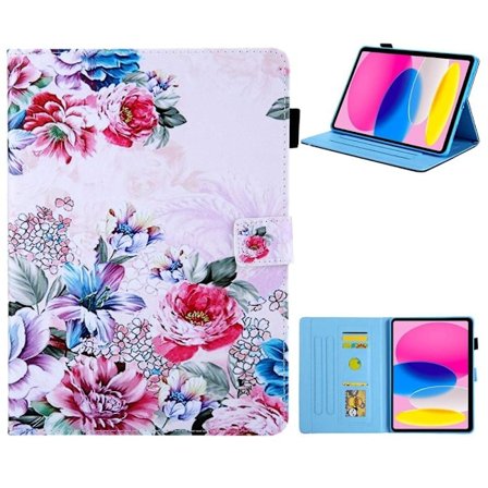 Apple iPad 10.9 2022 Vikbart fodral korthållare - Peony
