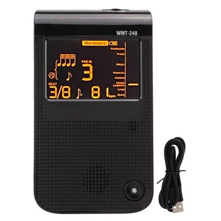 Metronomiviritin 3 in 1 USB ladattava universal digitaalinen metronomiviritin äänigeneraattori kaikille soittimille Black- W