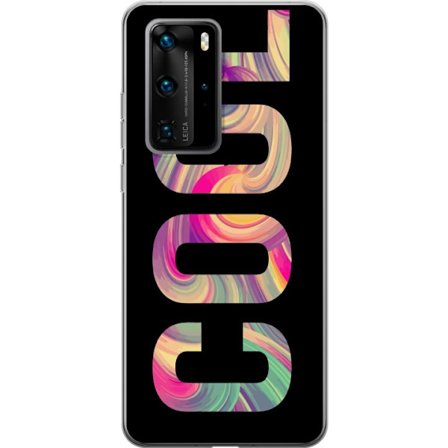 Kompatibelt Mobildeksel til Huawei Huawei P40 Pro Modern typografisk kunst med ordet LOVE i flytende regnbuefarger mot svart bakgrunn med sterk visuel