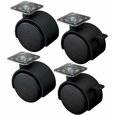 Sett med 4 møbelhjul 40 mm - Transporthjul med brems opptil 100 kg