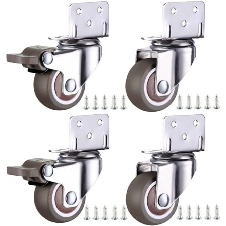 Hjul med bremse, 4 stk., 2 lydløse 1,25 "