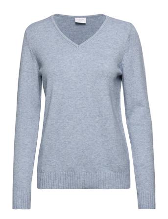 Viril V-Neck L/S Knit Top Pullover Blå Vila