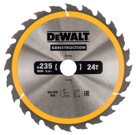 Dewalt DT1954-QZ Sågklinga 235 x 30 mm, 24T, Såga
