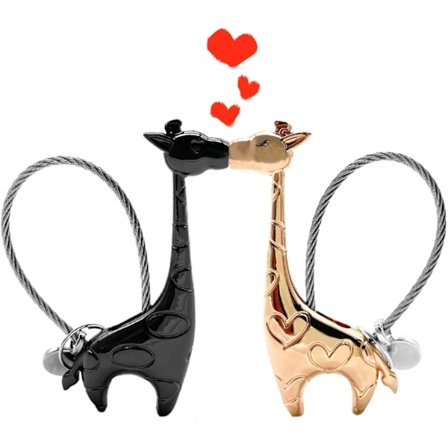 Par nøkkelringer, søte sjiraff nøkkelringer magnetisk kjærlighets nøkkelring