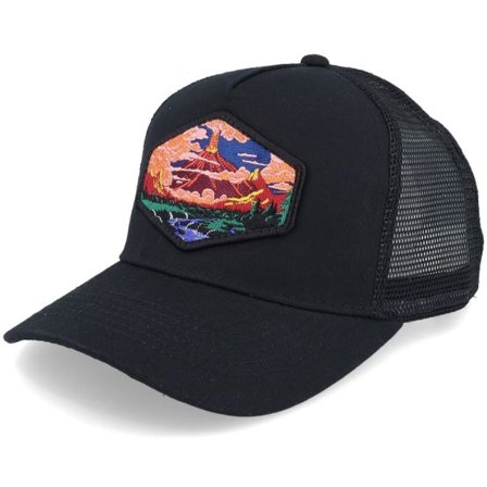 Wild Spirit - Svart trucker Keps - Kids Vulcano Black A-frame Trucker @ Hatstore