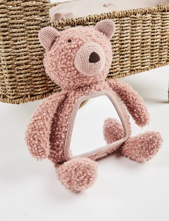 Smallstuff Activity Bear W. Mirror, Wool Bouclé, Rose - Pink - ONE SIZE