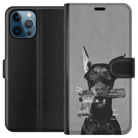 Apple iPhone 12 Pro Lommeboketui Grå Hund Grafisk Design Tuff Djurmotiv Street Art Urban