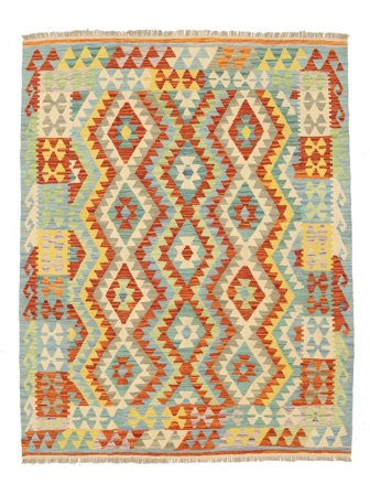 153X196 Alfombra Oriental Kilim Afghan Old Style Verde/Rojo Oscuro (Lana, Afganistán)