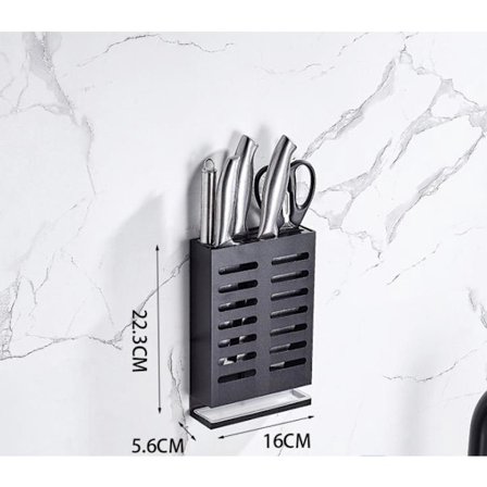 Seinään asennettava vapaa lyöntihylly keittiöön, kotitalouksien maustehylly (alumiininen veitsihylly vesilaatikolla, johon mahtuu 4 veistä)