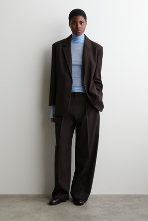 COS Women's Top De Cuello Alto De Lana Merino in Azul