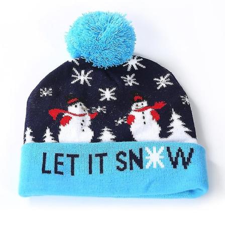 Led julehue, lys op julehue Strikket huehue Let It Snow