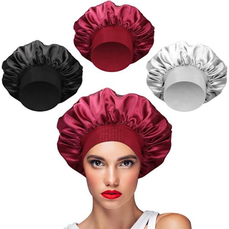 3-pack Satin Hårmössa Natt Sovhuva för Hårsalva
