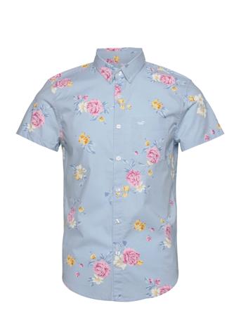 Hco. Guys Wovens Kortermet Skjorte Blå Hollister*Betinget Tilbud