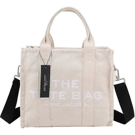 Dam Handväska Designer Laptop Tote Väska Canvas Messenger Axelremsväska-FÄRG: Beige