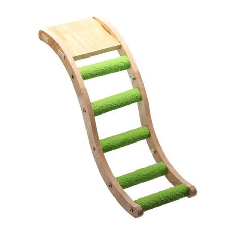 Fågel Trä Stege Bro Trä Beläggning Ätbar Färg Stege Fåglar Gunga Klösmaskin Abborre Klättring Station Leksak Fågelbur Tillbehör, 32X9.7X2cm