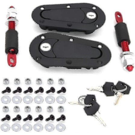 Flush Hood Lås & Pin Kit - Sort universal Race Car Motorhjelm Lås Kit