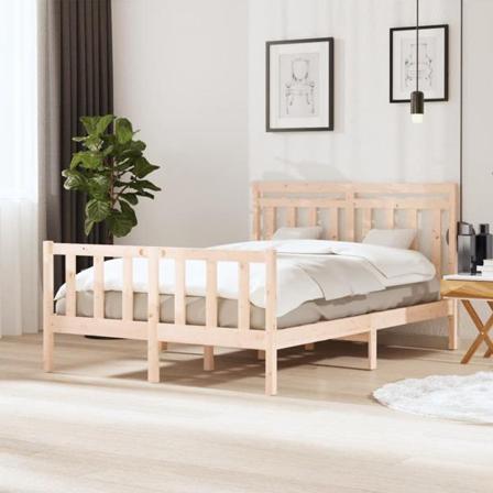 Vidaxl Sängram Massivt Trä 140x190 Cm Brun