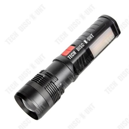 Ficklampa - TD - Magnetutgång - 4000 mAh - 5 lägen - Svart aluminium