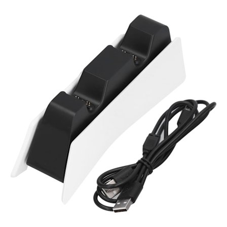 Dobbelt opladningsstation til spilcontrollere med LED-indikator til PS5 trådløs gamepad, hvid