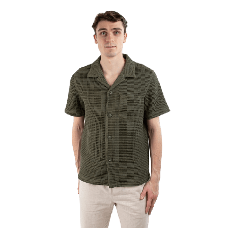 Ciszere Cameron Waffle Shirt Skjortor Herr Grön MEDIUM