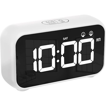 Digitalt Ur med Naptimer, Snooze, Batteridrevet og USB-opladning med Dobbelt Alarm