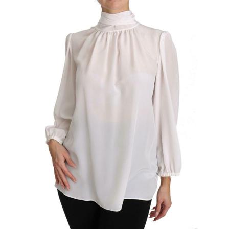 Dolce & Gabbana Pussybow Longsleeve Top , Wit , Dames , Maat: S