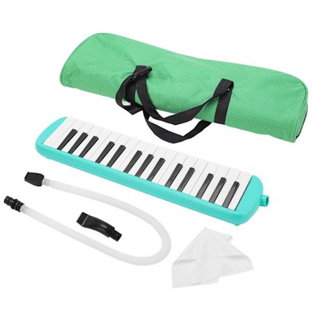 32 Tangenters Professionelt Luftklaver Keyboard Melodica med Kort Mundstykke Grøn