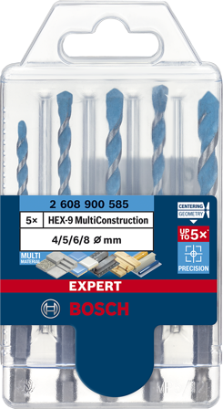 Bosch Expert HEX-9 Multiconstruction Universalborrsats 5 delar. 4-8 mm, Borra & mejsla