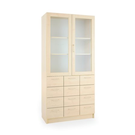 Lagerschrank THEO, Schubladen und abschließbare Türen, 1000x470x2100 mm, Birke