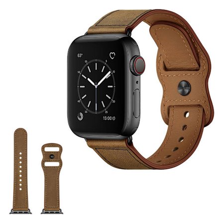 Apple Watch Series 6 / 5 40mm unique genuine leather watch band - Dark Brown