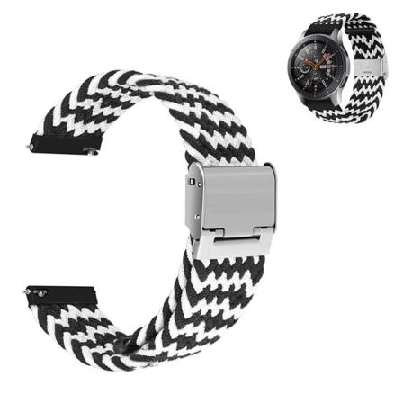 22mm Universal elastinen nailon kellohihna - Musta / Musta White