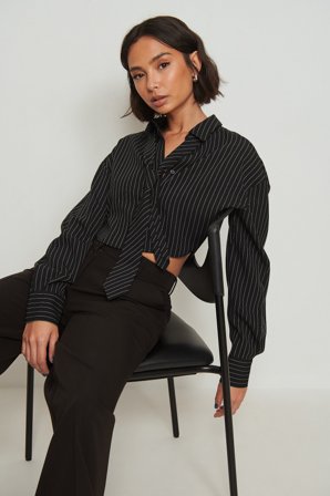 NA-KD Classic Chemise à rayures nouée - Chemises - Noir - EU 36