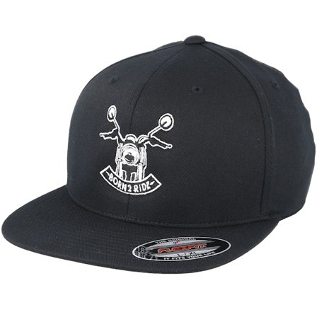 Born To Ride - Sort fitted Kasket - B2R Black Fitted @ Hatstore