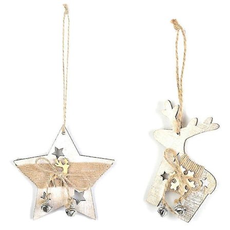 Juletræsophæng i træ, til juletræsdekorationer, festdekoration, juletræsophæng stil 1
