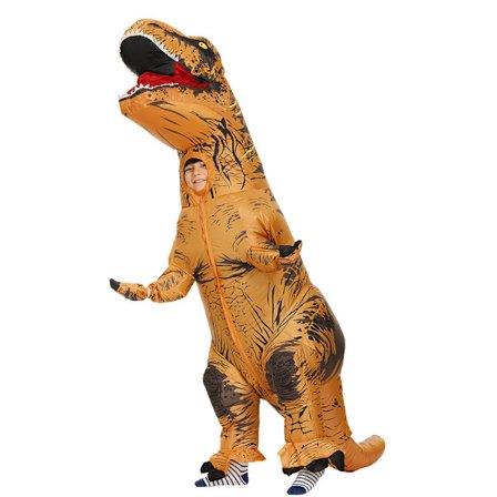 Uppblåsbar dinosauriekostym för barn, T-Rex Halloween Cosplay Brun[JSR]