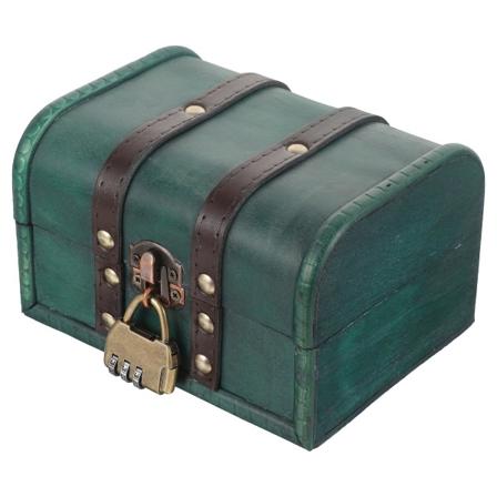 Trälåda med Lås Vintage Smyckeskrin Träförråd Trälåda Box15.8X12.5CM Box 15.8X12.5CM