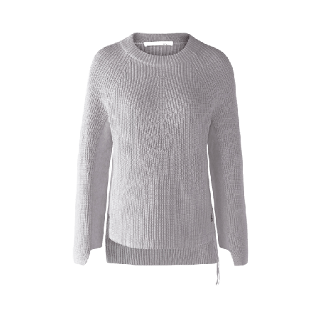 Oui Stickad Tröja Bomull Tröjor Dam Grå 36