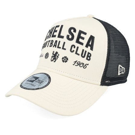 New Era - Football Beige trucker Cap - Chelsea Seasonal Light Chrome/Black A-frame Trucker @ Hatstore