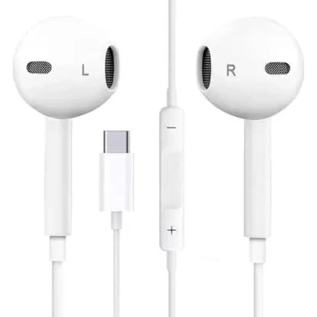Hörlurar för iPhone 15/Pro/Max och Samsung med USB-C-kontakt, mikrofon och stereoljud