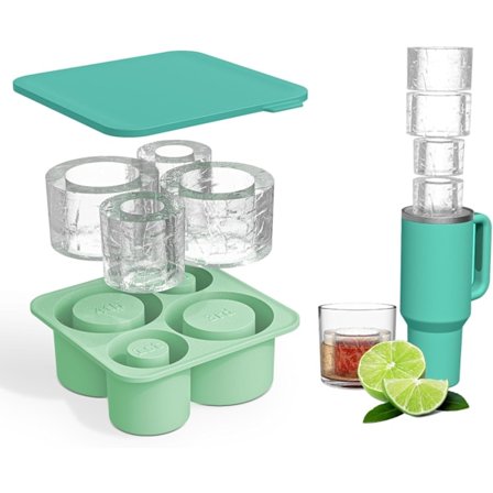 Silikon Isbitsform med Lock för Stanely Cup, Tumbler Isform, Cylinderformade Silikon Isbitsformar för Frys, BPA-fri, Diskmaskinsäker (Grön)