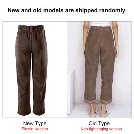Dame Cordfløjlsbukser Højtaljede Lige Ben Løs Vintage Casual Bukser Med Sidelommer Brun XL